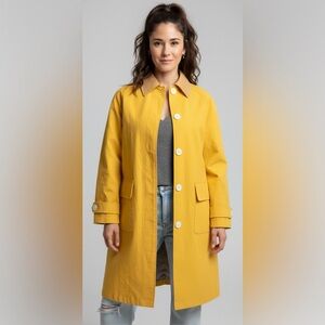 Isaac Mizrahi Yellow Trench Coat with Tan Collar